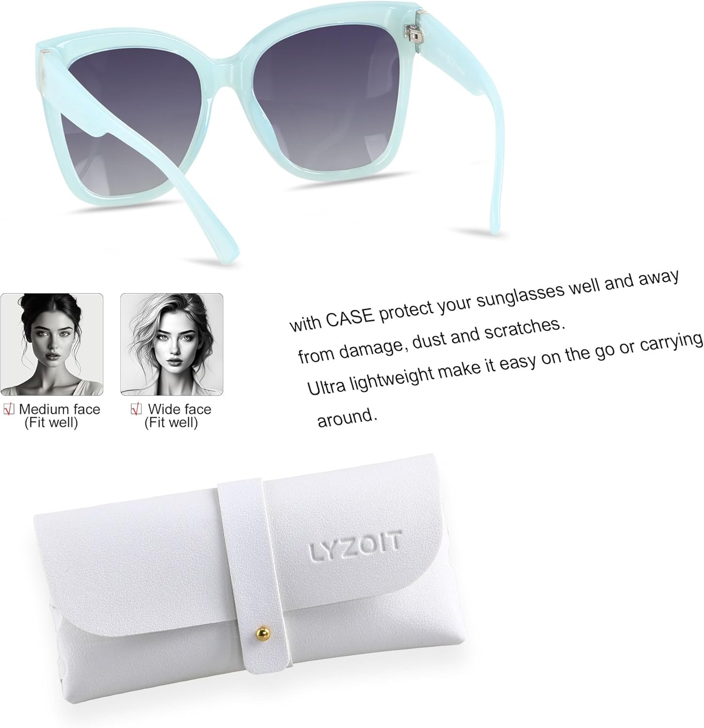 LYZOIT Trendy Oversized Cat Eye Polarized Sunglasses for Women Big Large Cateye Sun glasses - Image 2