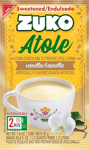 Miniatura 3 de Zuko Atole Vanilla - Mezcla instantánea de almidón de maíz  Fortificada con vitaminas  Solo tienes que añadir agua caliente  Apto para microondas en