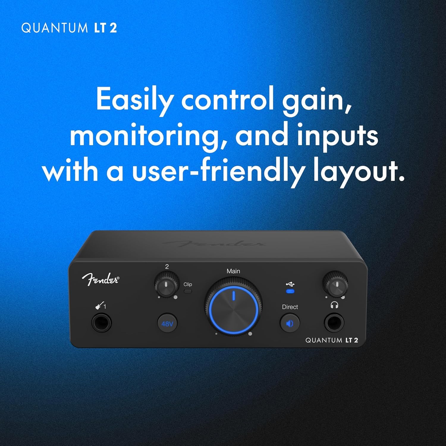 Fender Quantum LT 2 - Interfaz de audio USB-C (2 x 2 canales, con cable jack keepdrum)