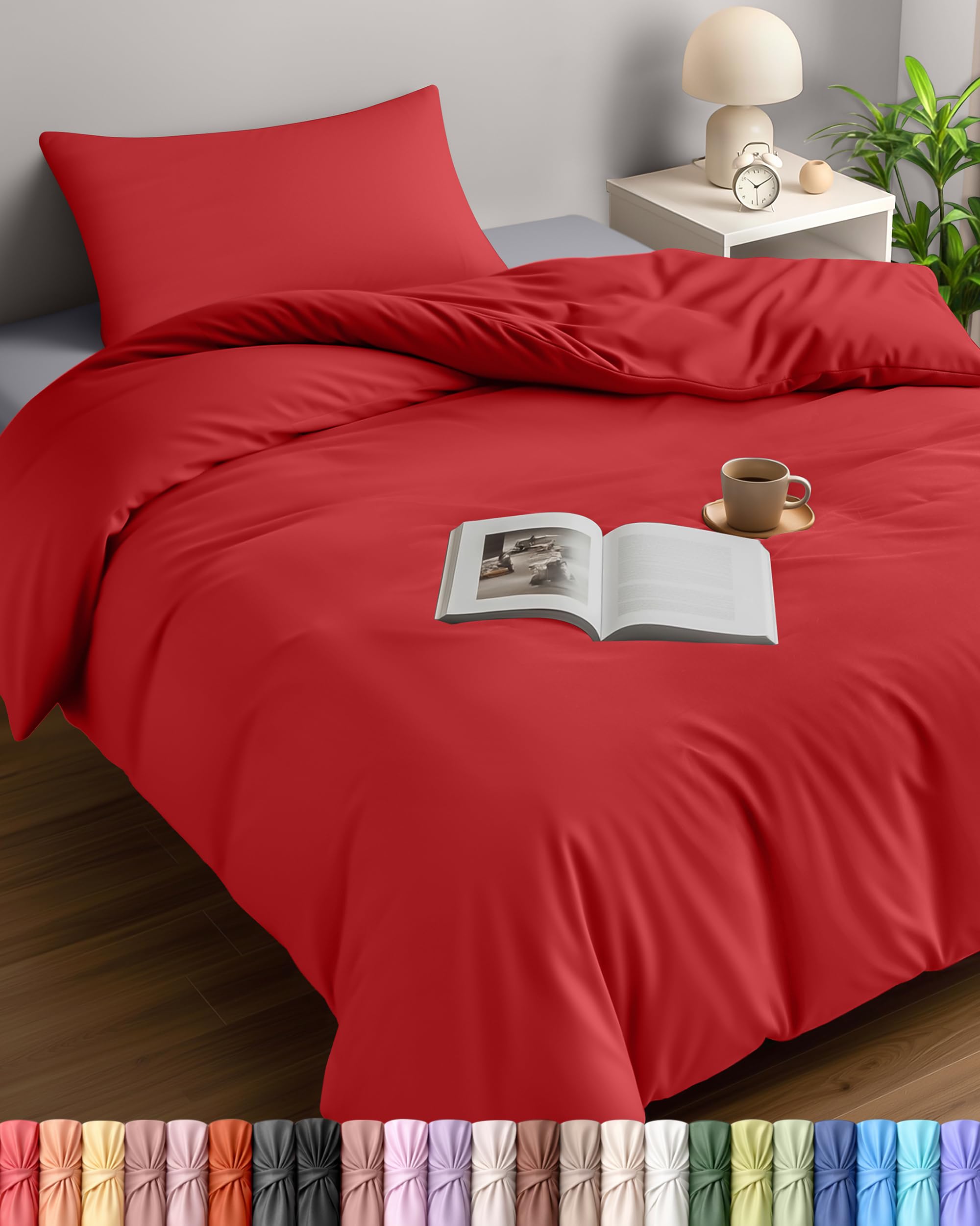 Utopia Bedding Single Duvet Cover Sets - Soft Microfibre Polyester Duvet Cover with Pillow case - Bedding Quilt Cover Set (Bright Red)