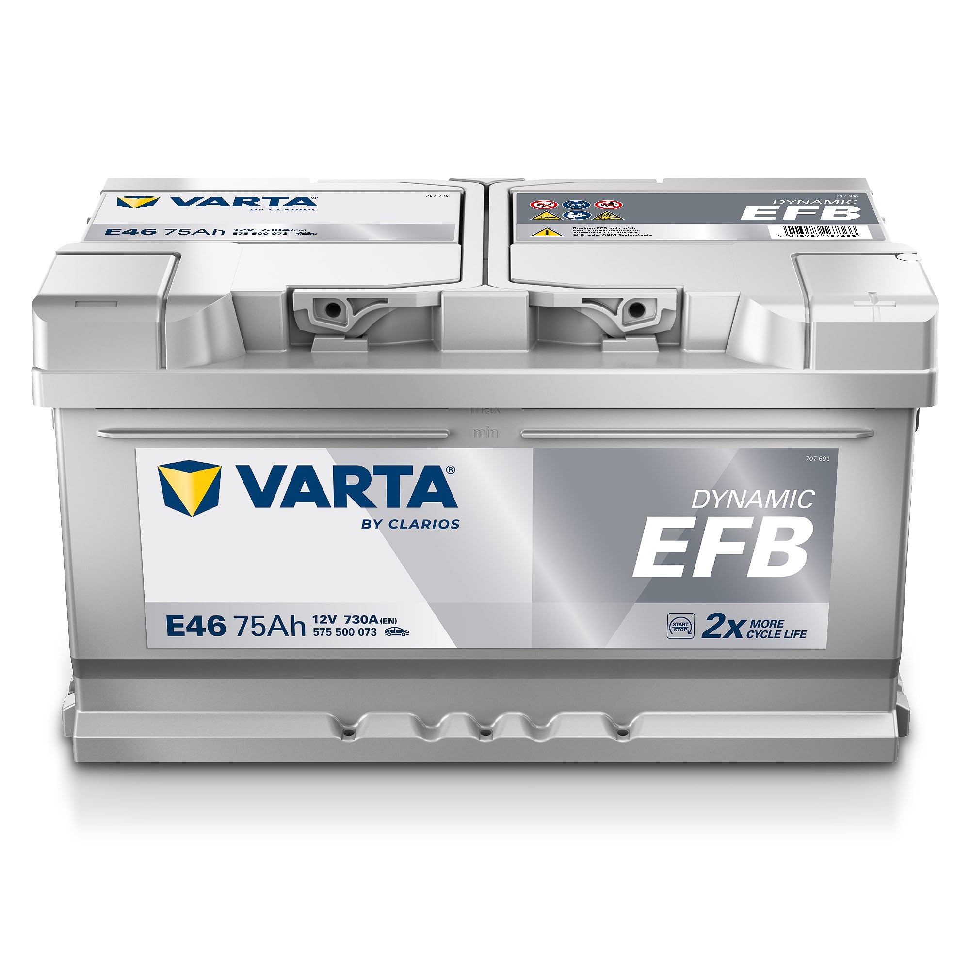 VARTA Automotive DYNAMIC EFB (E46) 12V 75Ah 730A - Batteria auto al piombo-acido per sistemi start-stop - Batteria di avviamento per macchine con elevato fabbisogno energetico - senza manutenzione