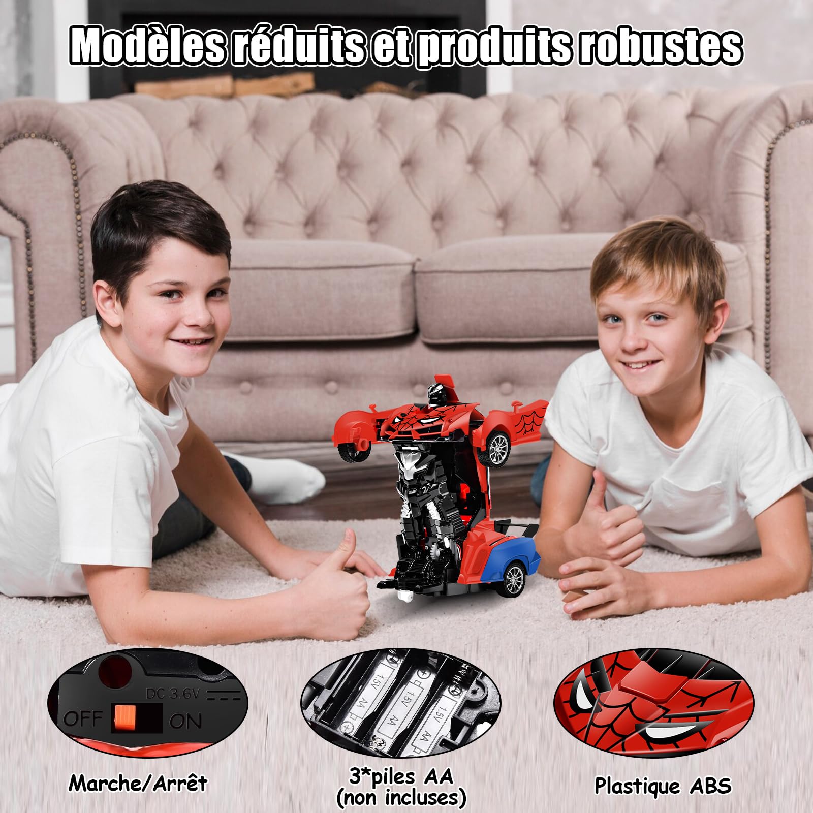 Aragallant Voiture Télécommandée Robot, Voiture Transformable en Robot pour Garçon Fille à partir de 3 4 5 6 7 8 9+ Ans, RC Voitures Telecommand pour Enfants Anniversaire Cadeaux de Noël