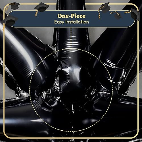 Miniatura 5 de Globos de papel de aluminio de estrella negra (negro - 4 piezas)