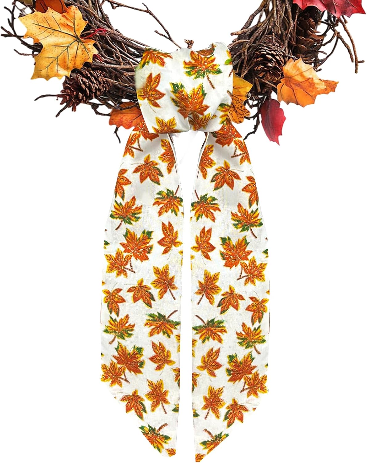 Autumn Buffalo Plaid Cotton Wreath Sash for Front Door Fall Wreaths Satin Sash Burlap Garland Ribbon Accessories for Fall Wreath Yard Doorway Indoor Outdoor Bow Home Decor,5.1 x 54.3