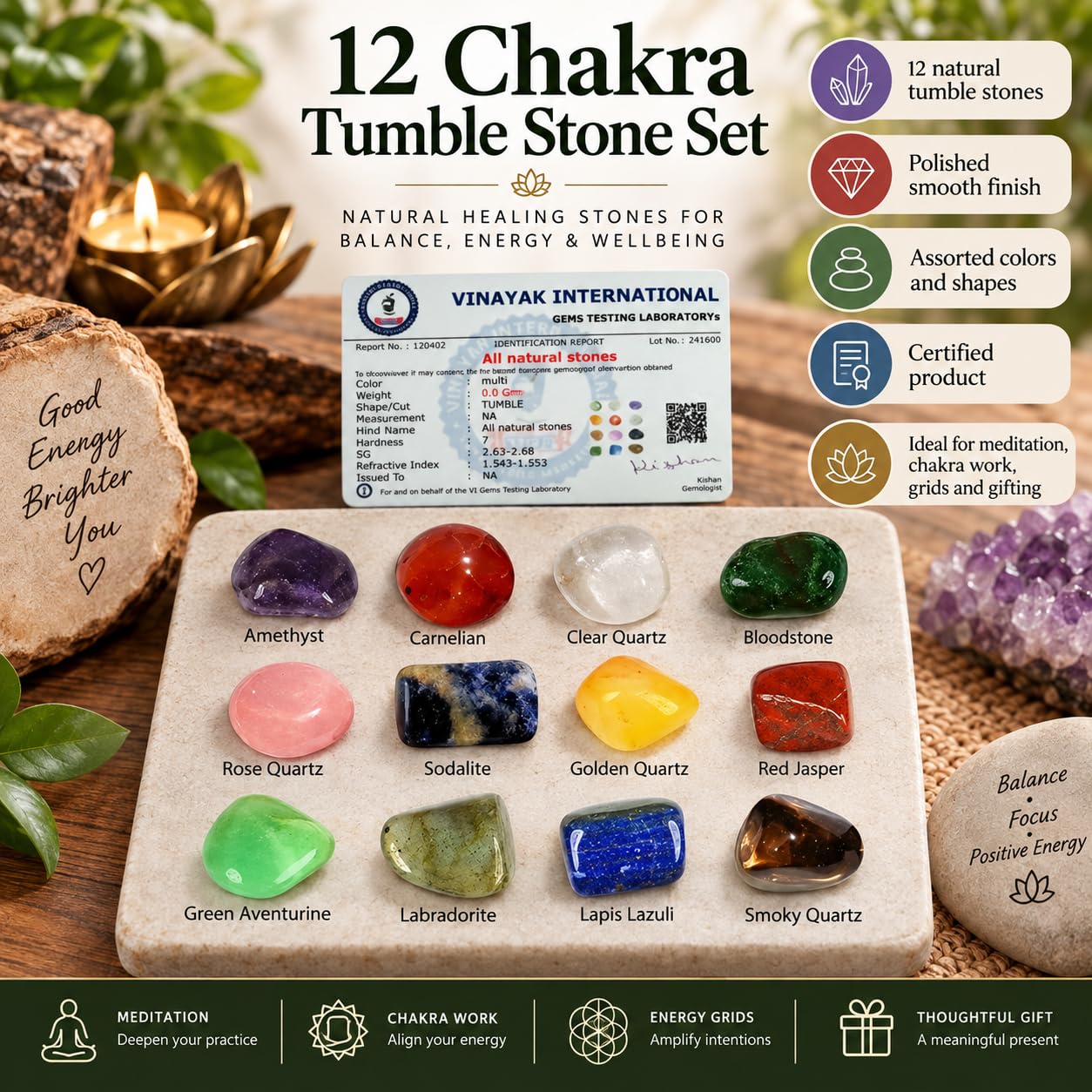 Crystal Tumble Stone Kits - Meditation & Reiki -3 Crystal Tumble Stone Kits - Meditation & Reiki -3