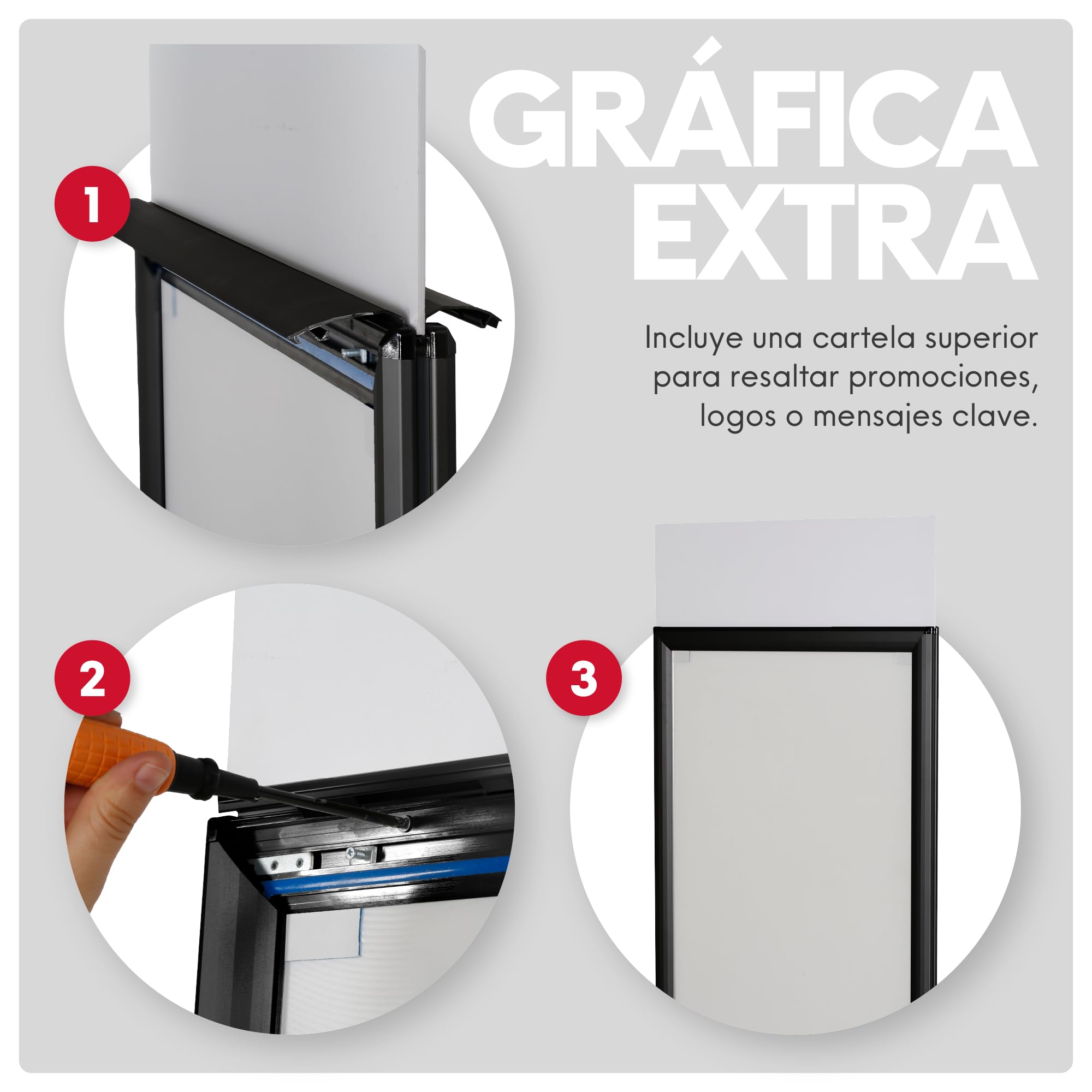 Expositor Publicitario Exterior con Patas | Marco de Aluminio de 44mm | Soporte Doble Cara | Expositor Publicitario Antideslumbrante para Anuncios en Exterior | A1, Negro