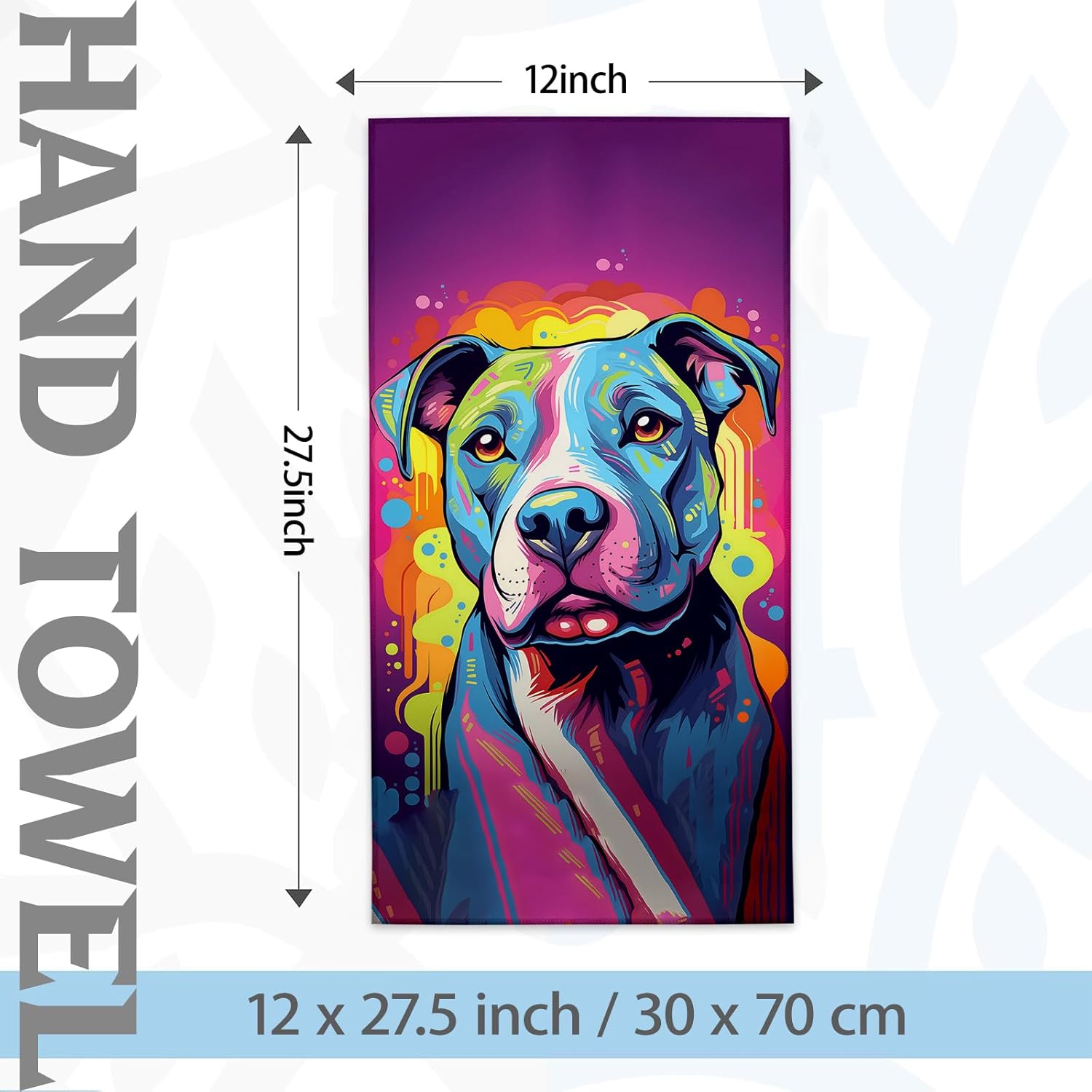 ハンドタオル 2枚セット カラフルなピットブルテーマタオル バスルーム装飾用 バスタオル ソフト吸収タオル ファームハウス ホームデ