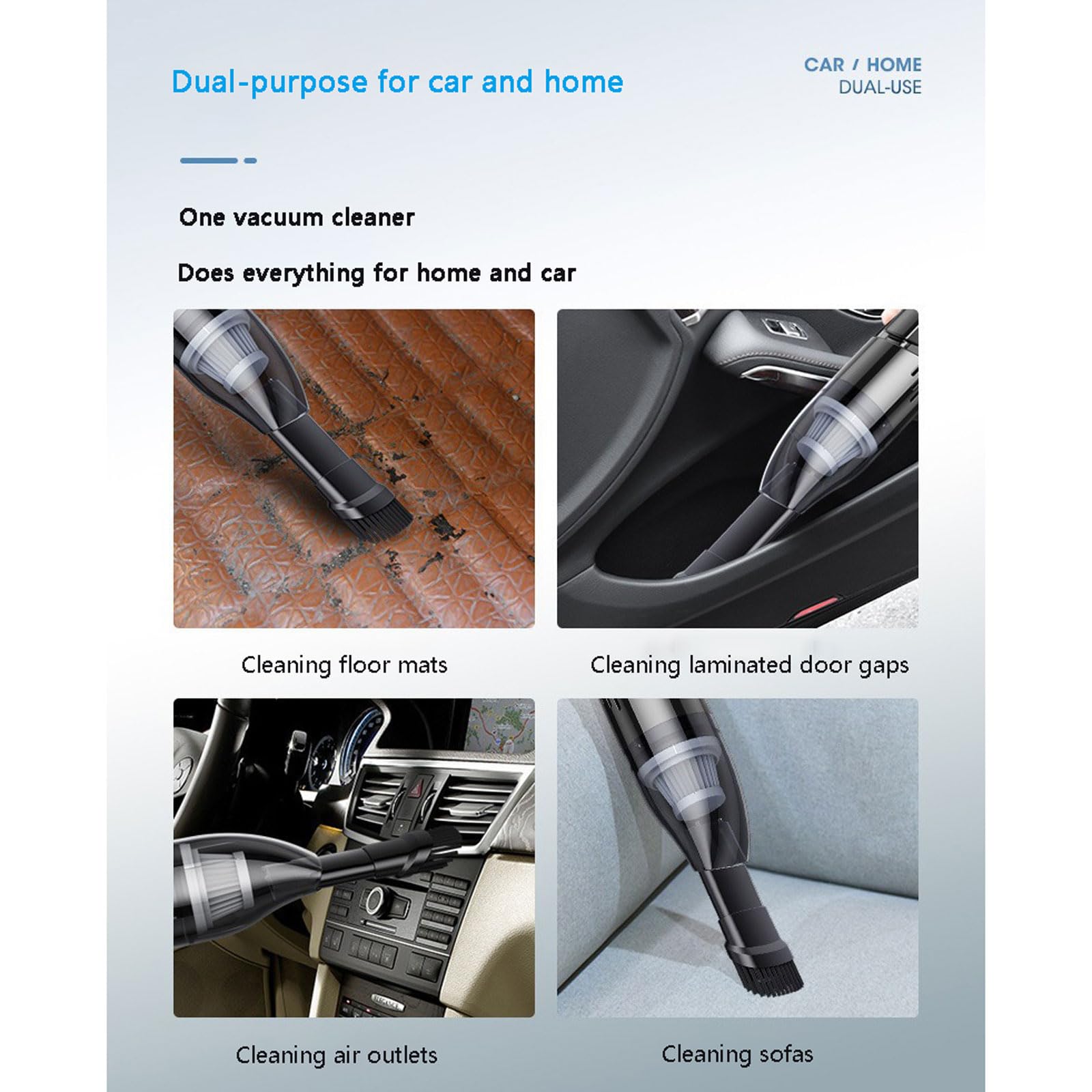 aspirapolvere per auto, Aspirapolvere portatile for auto USB da 6000pa con autonomia di 30