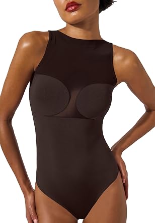 Wolford Colorado String Body For Women Long-Sleeve Turtleneck Bodysuit Shiny Finish Cotton Blend Interior Seamless Design