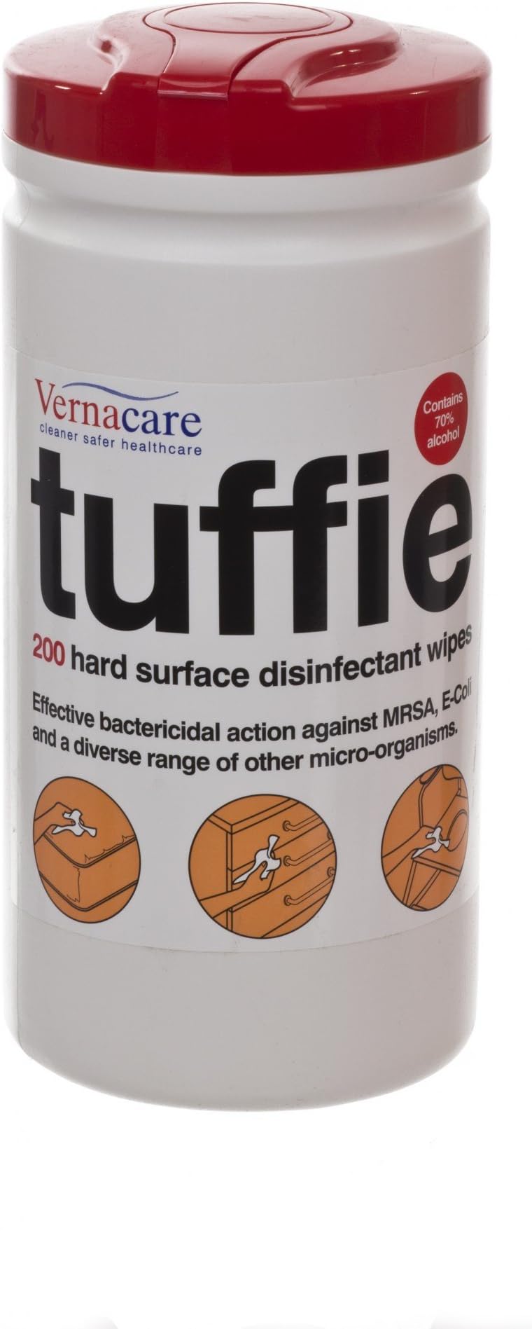 VernacareVR901CR200 Tuffie Disinfectant Wipe, 200 mm L x 200 mm W, White