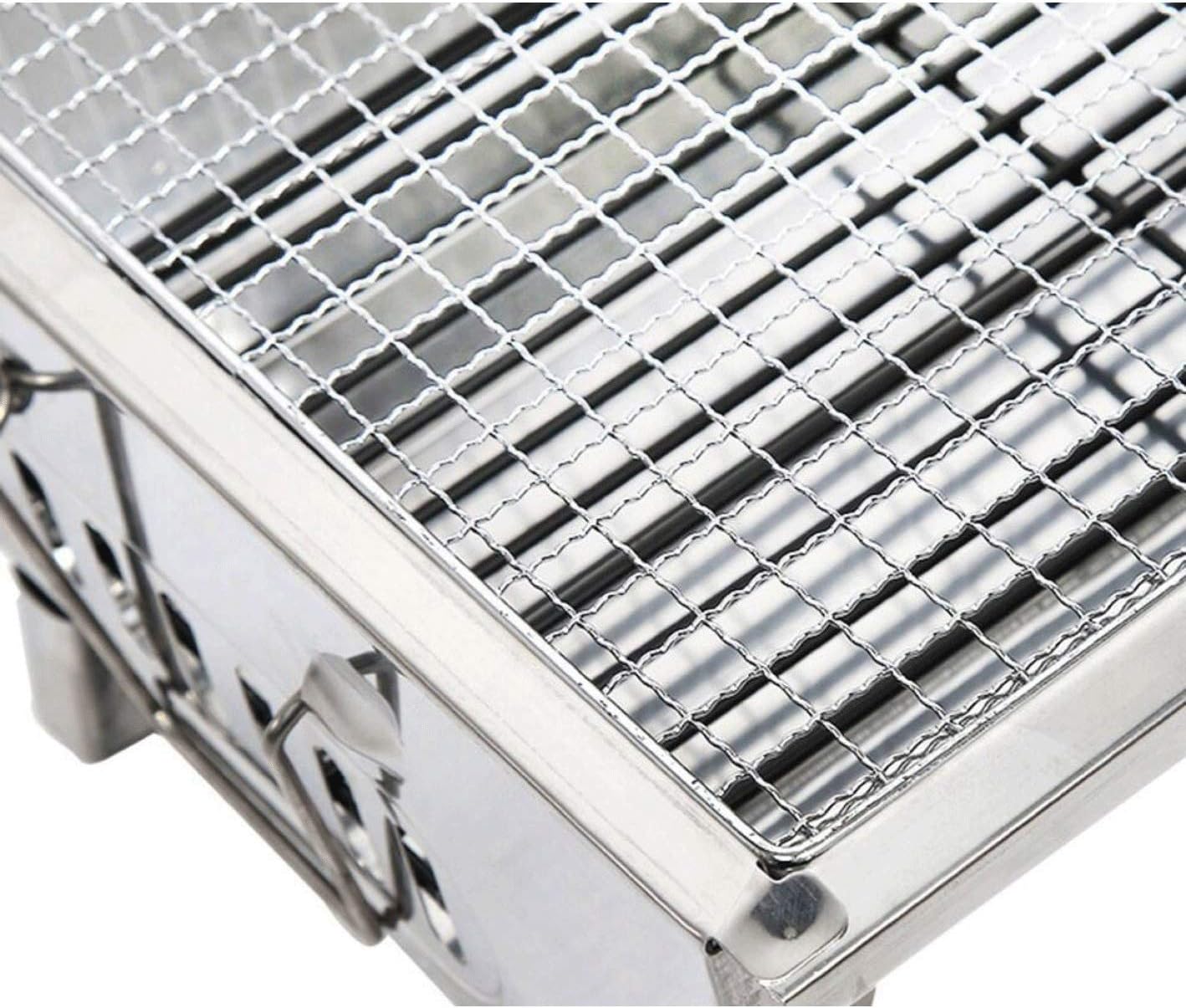 Stainless Steel BBQ Charcoal Grill, Portable Folding Outdoor Barbecue Griddle Cooking Appliance for Camping, Hiking, Picnic