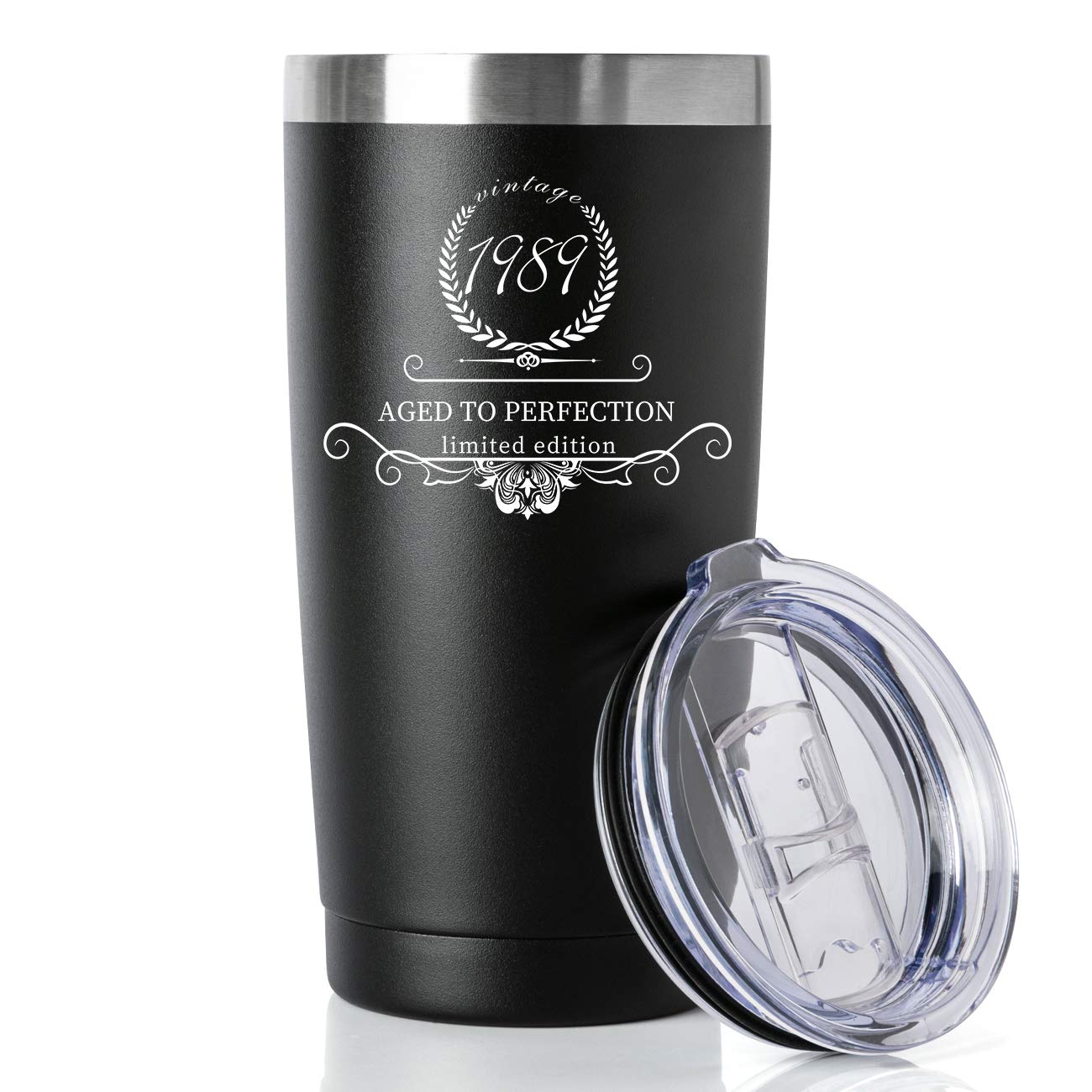 1989 31th Birthday Gifts for Women and Men Tumbler, Party 40th birthday decorations, Best Anniversary Presents Ideas Him Her Husband Wife Mom Dad, 20oz Stainless Steel Tumbler (Black, 1 pack)