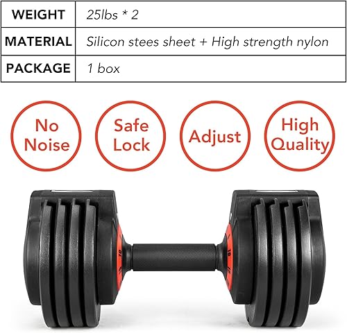 Miniatura 5 de 2555 lbs Pair Adjustable Dumbbells Set, Dumbbells with Anti-Slip Metal Handle for Exercise & Fitness Fast Adjust Weight for Full Body Workout Fitness