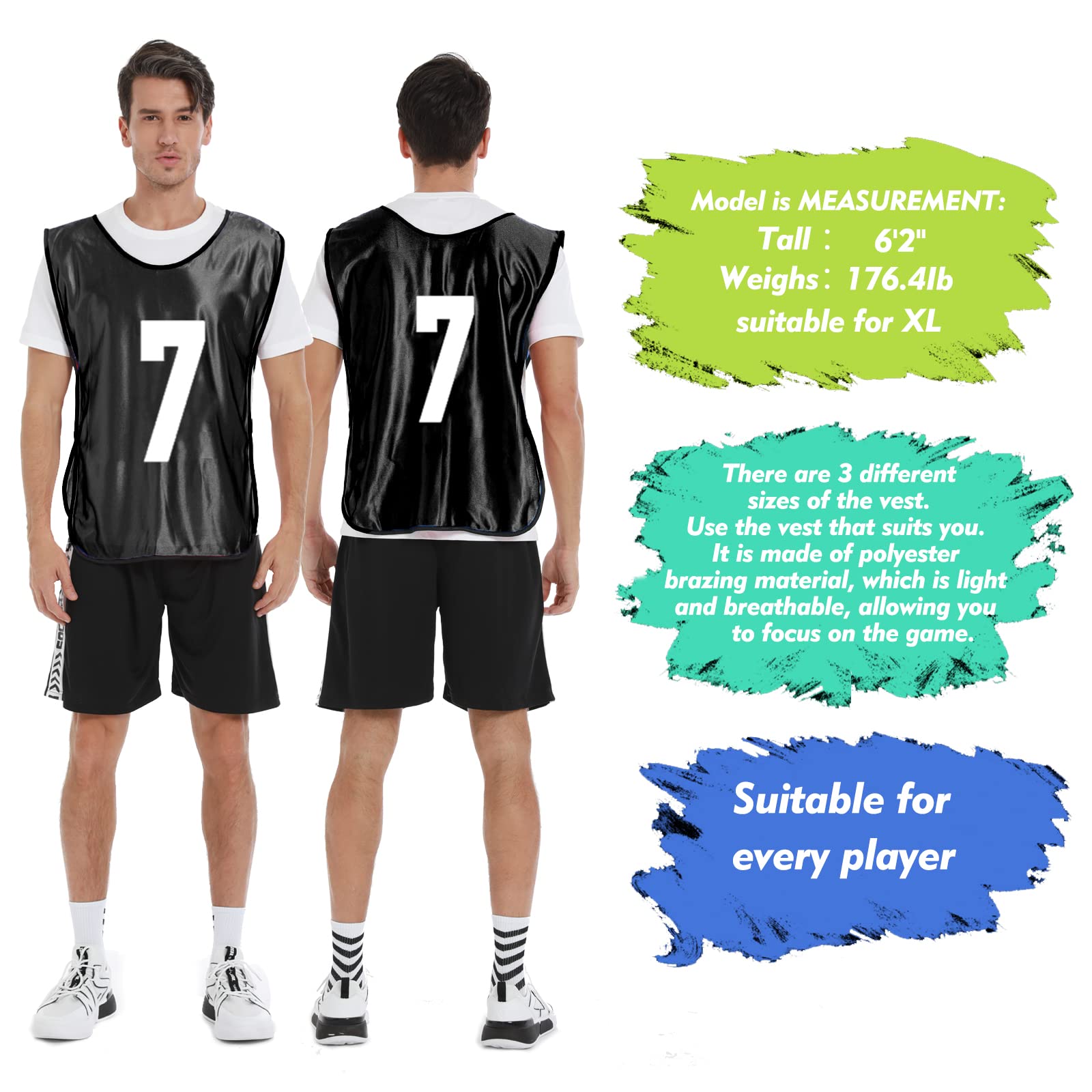 Scrimmage - Chaleco de entrenamiento (12 unidades) para deportes de equipo, camisetas para adultos y jóvenes, baberos de fútbol numerados