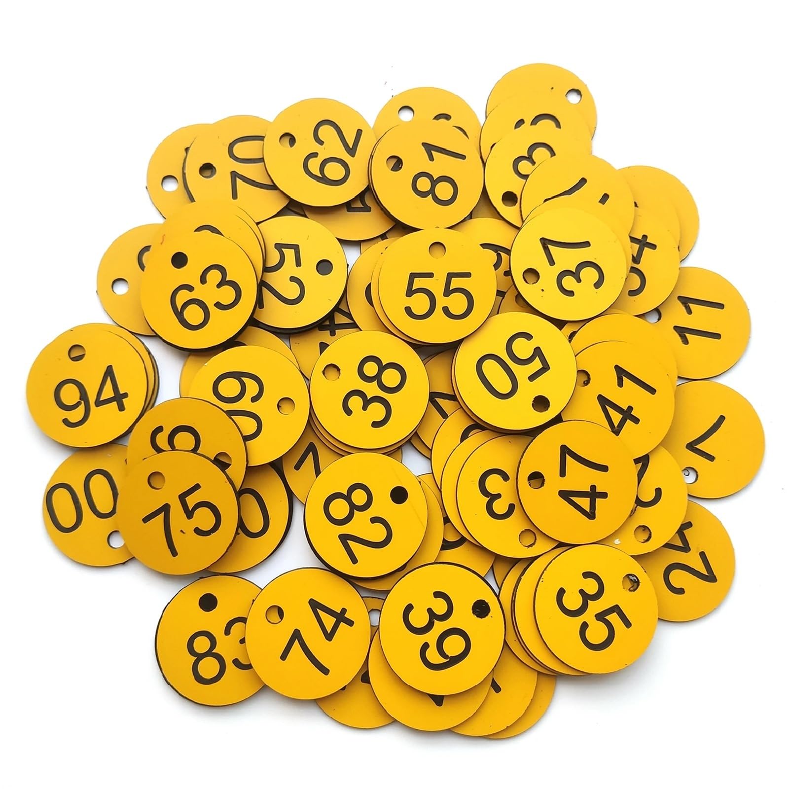 GPDNBIEU Numbered labels, Plastic Number Tags 1000 pcs 1-1000 Multicolor(1-1000 Yellow Black)