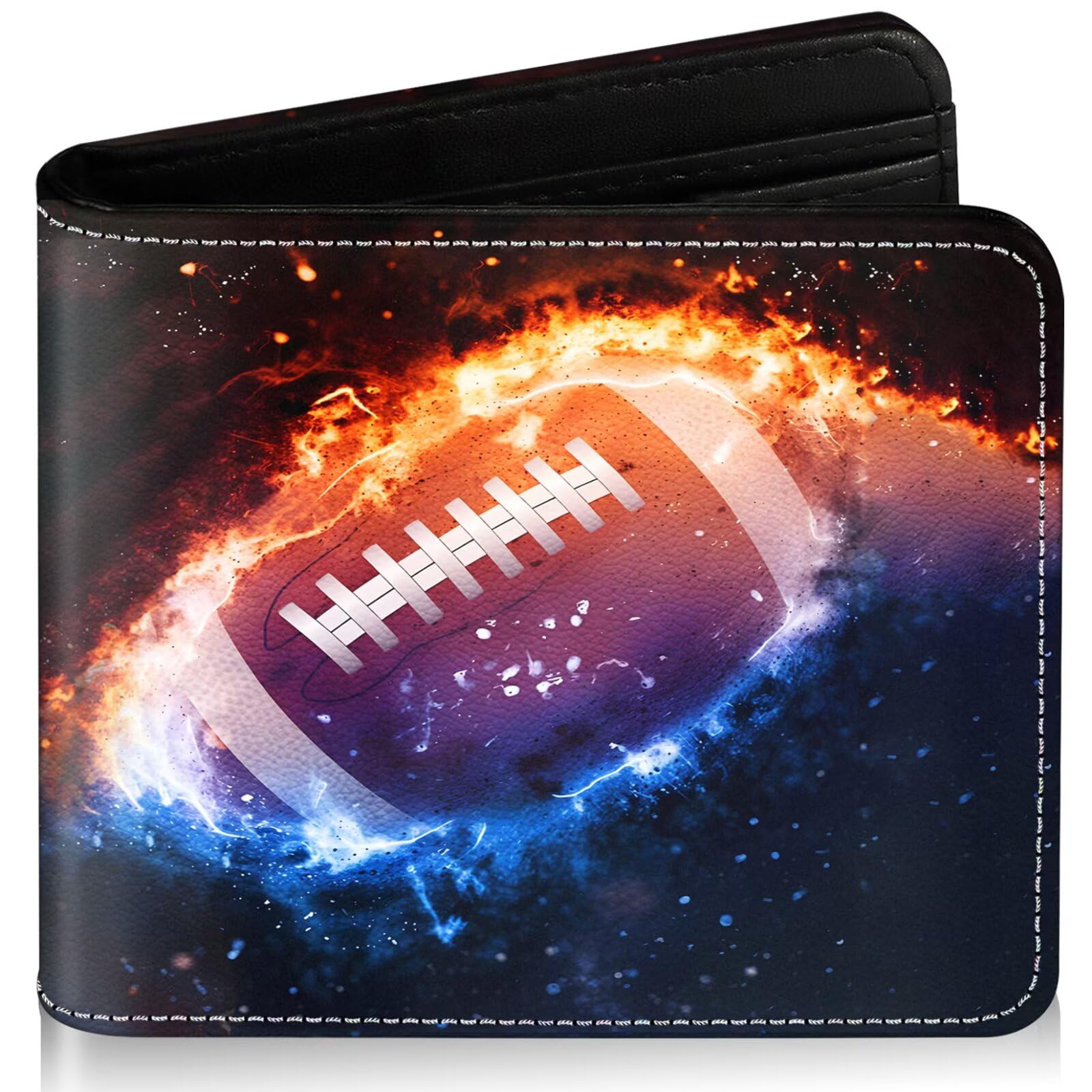 ZHIMEBYE Boys Wallet for Kids, Cool Kids Wallet for Boys Ages 8-10 9-12 11-15, Funny Football Leather Bifold Rfid Blocking, Coin Pocket Id Window for