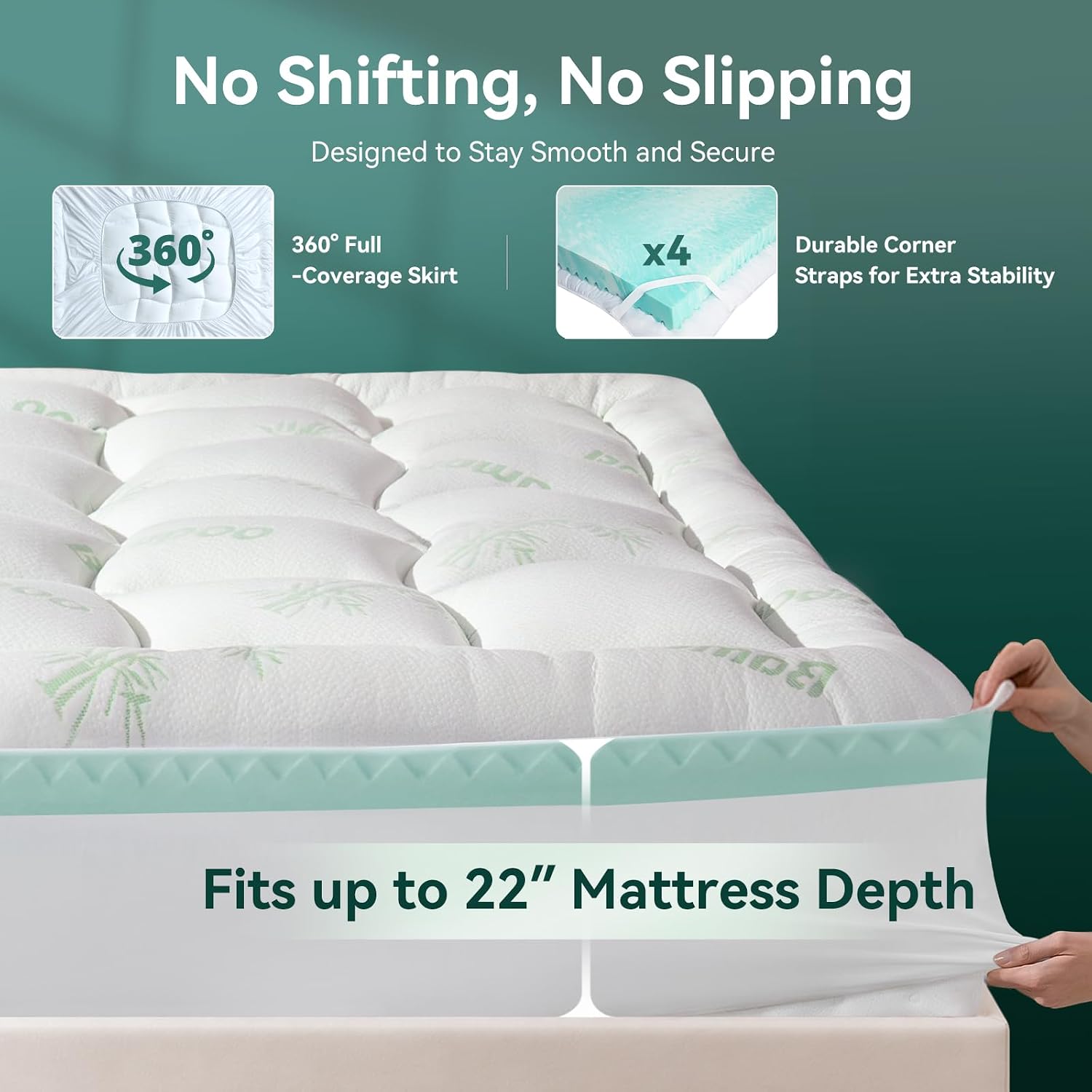 4-Inch Dual-Layer Bamboo Viscose Cooling Memory Foam Queen Mattress Topper