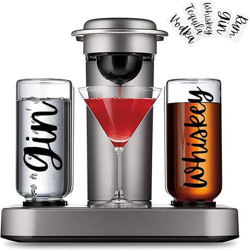 Miniatura 2 de 3 juegos de etiquetas adhesivas de vinilo negro para máquina de cóctel Bartesian botella de alcohol de vidrio