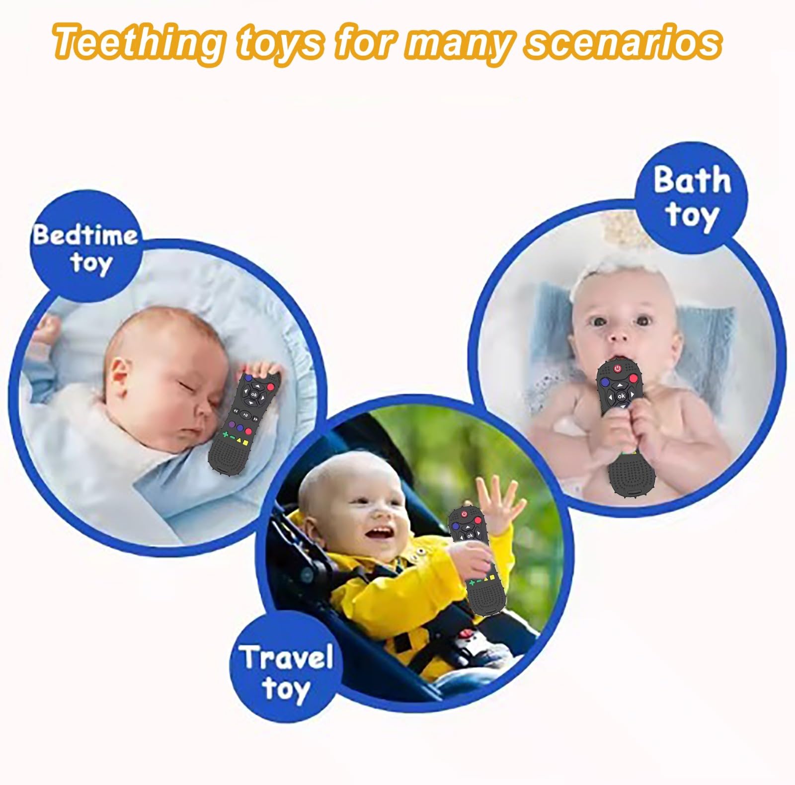 TONY STARK Silicone Baby Teething Toy, Toddler Chew Toy for Babies, Toddlers, Boys Girls, Soothe Gum, Newborn Baby Essentials (Remote Black) 3