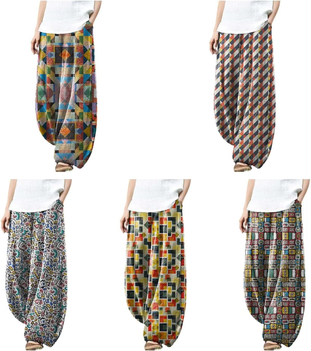 Womens Beach Pants Lounge Breathable Palazzo Pants with Pockets Flowy Pants Fashion Beach Clothes for Women - Image 4