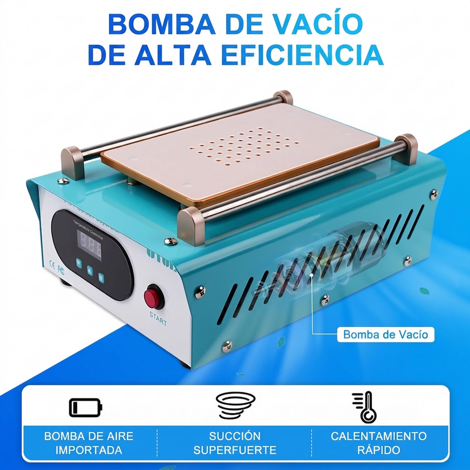 Separador de Pantalla para telefono movil Placa calefactora reparacion Pantalla LCD Separador de Pantalla Caliente Separador de Pantalla con 3 Almohadillas de Silicona Azul UYUE948T AC 220V.