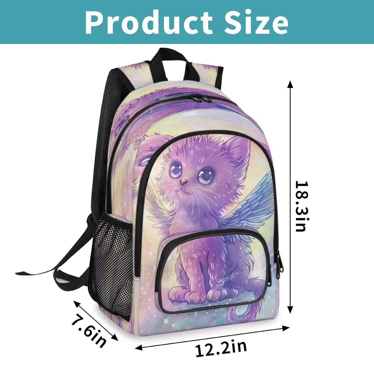 TropicalLife Angel Süße Katzen-Rucksäcke, Mehrzweck-Rucksack für Kinder, Mädchen, Jungen, Männer, Frauen, großer Rucksack, Schule, Büchertasche, lässiger Laptop-Tagesrucksack, farbig, Big