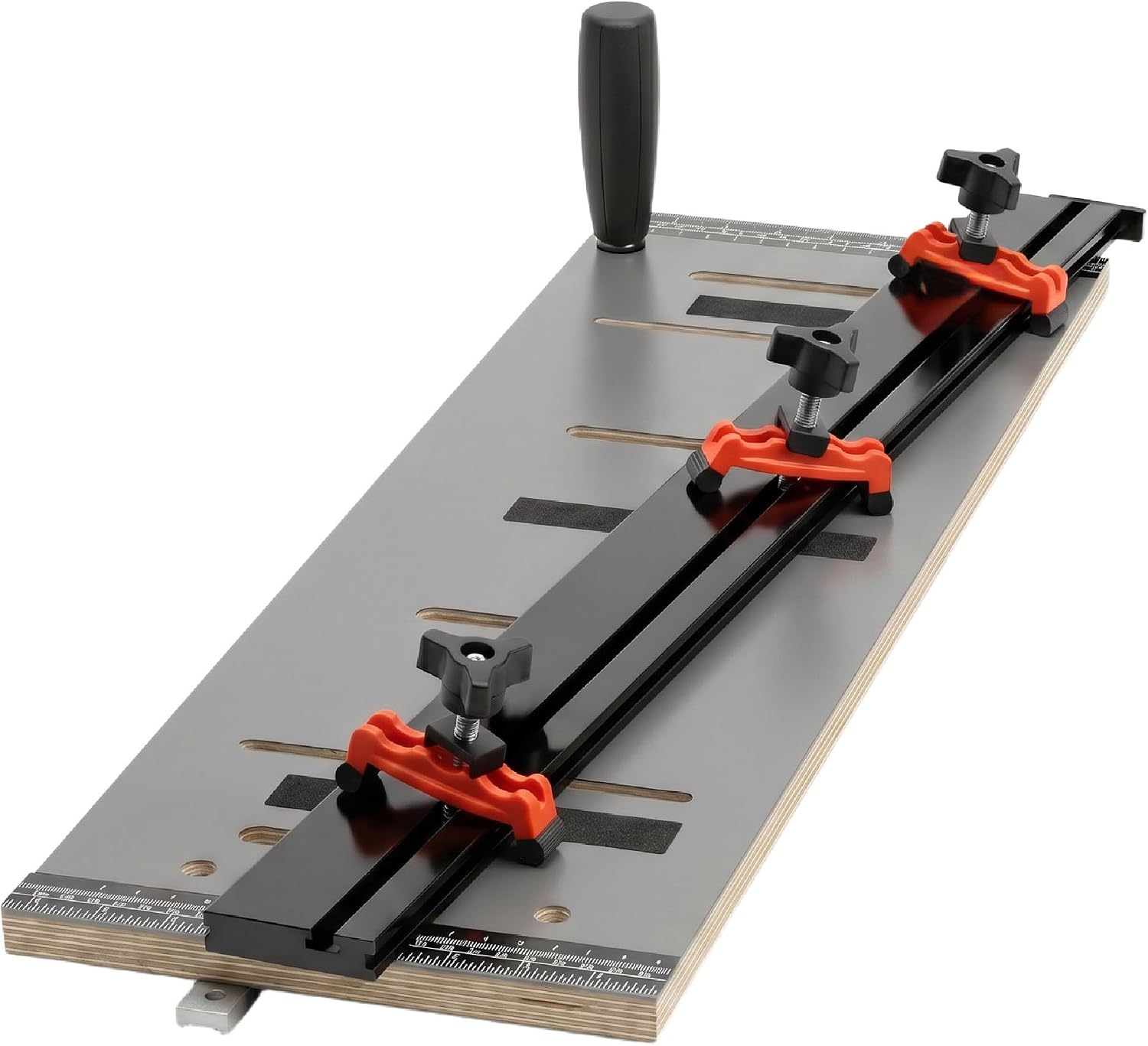 O'SKOOL Table Saw Taper Jig with 3 Adjustable Clamps and Aluminum Fence | Birch Plywood Base, Stop Block and 3/4 x 3/8 in Miter Bar for Straight-Line Ripping and Repeatable Taper Cuts,PTA033