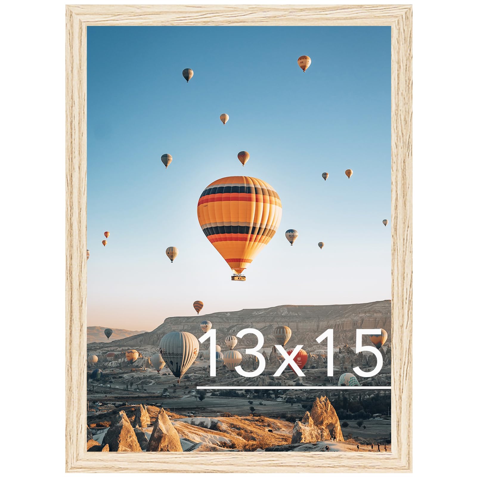 JCJMY 13x15 Picture Frame Natural for Wall Hanging, Wall Mounting Horizontally or Vertically, 13 x 15 Wall Gallery Poster Photo Frame with Shatter Resistant Plexiglass, Natural