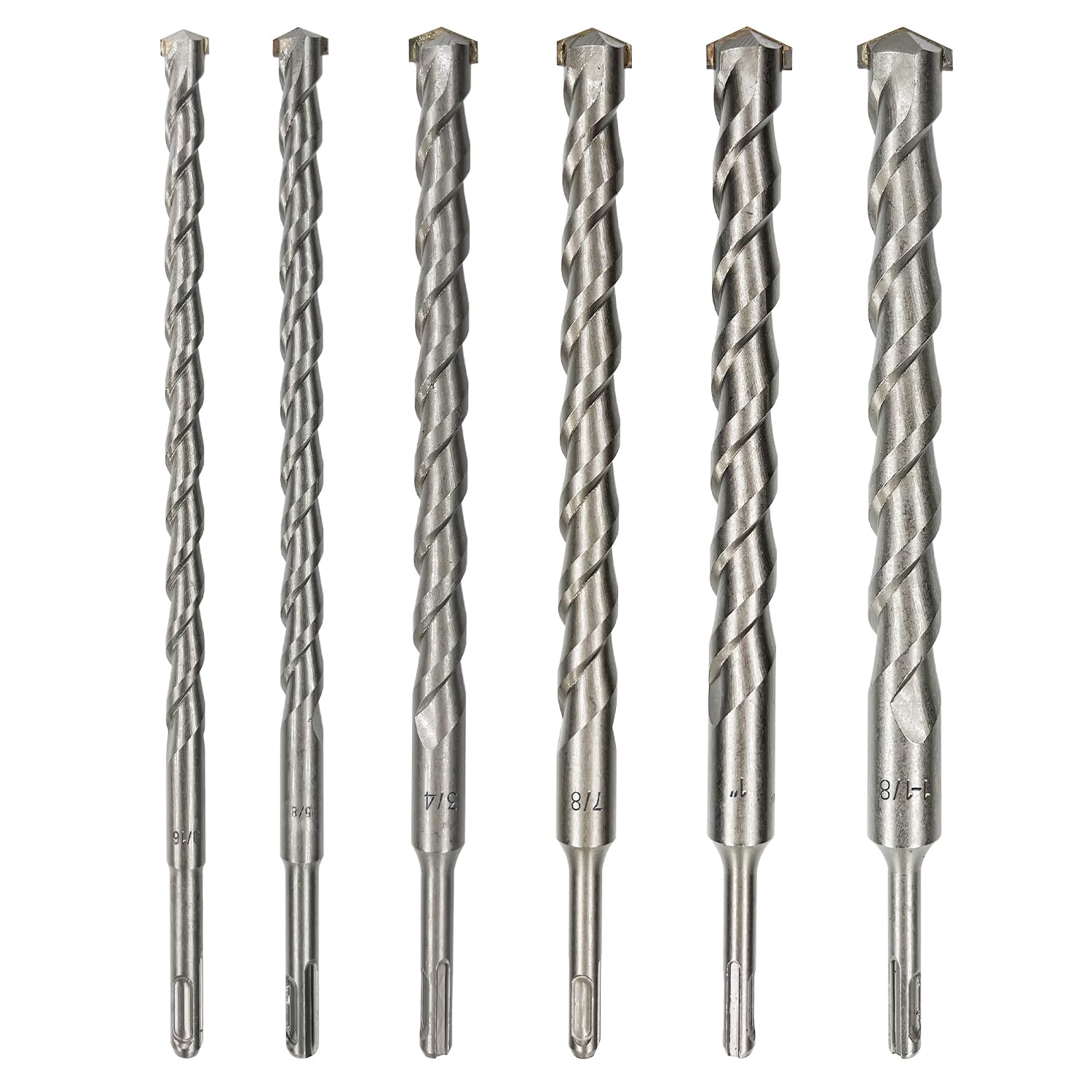 Presch Jeu De 5 Forets SDS-plus X4 - Mèches Béton Armé 4 Taillants Et Indicateur De Cheville - Coffret Perforateur Pour Béton, Pierre, Granit, Brique, Maçonnerie - 5-10 Mm