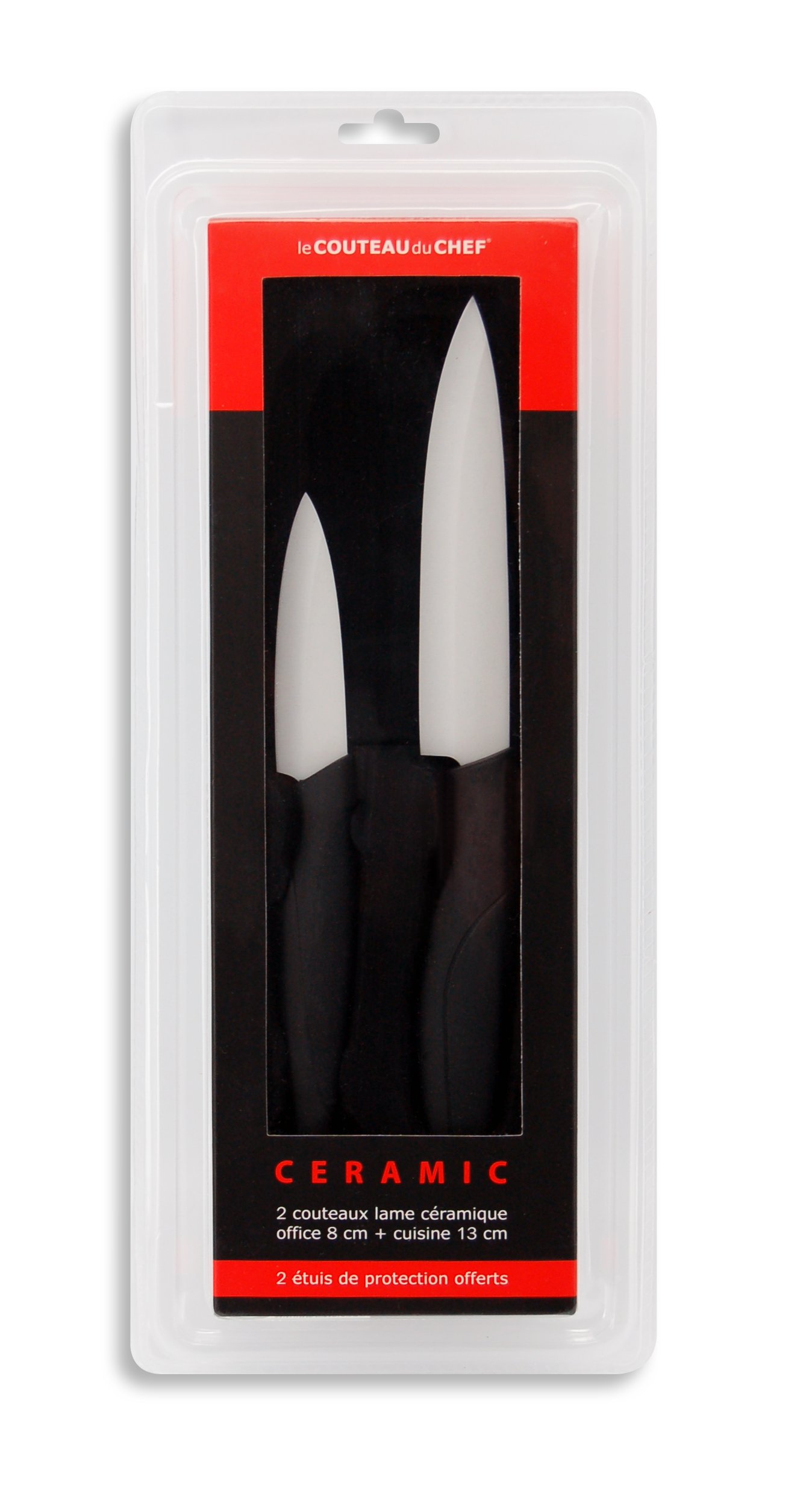 Le Couteau du Chef, Tarrerias Bonjean 441800 Set de 2 Couteaux Lames Céramiques Manche Ergonomique Soft Touch