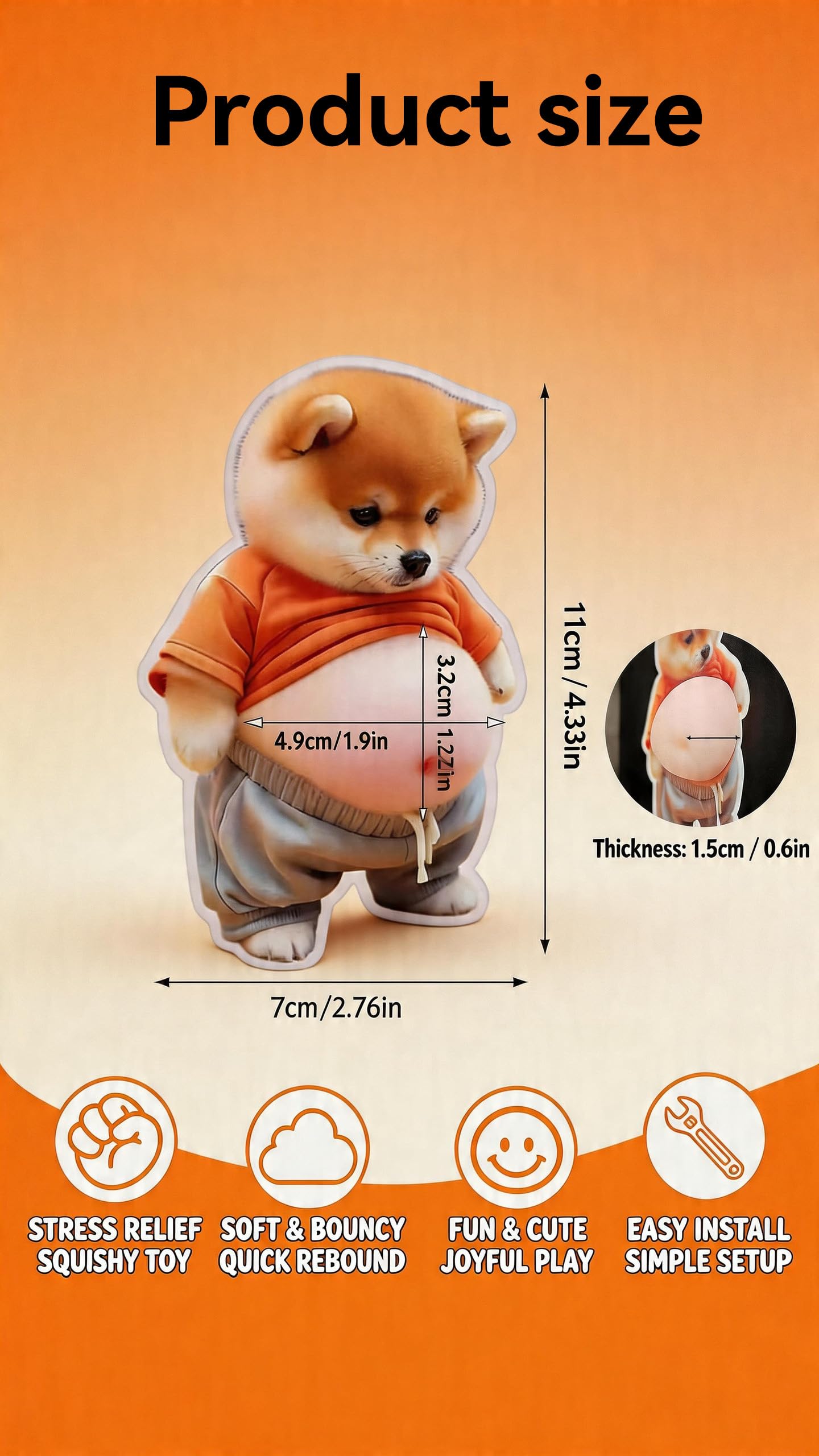 3D Shiba Inu Dog Belly Stickers Door Stop Wall Protector Silent Shockproof Soft Rubber Wall Door Knobs Refrigerator Door Closets from Damage 2 Pack (A (2 Pack) — Amazon image 3