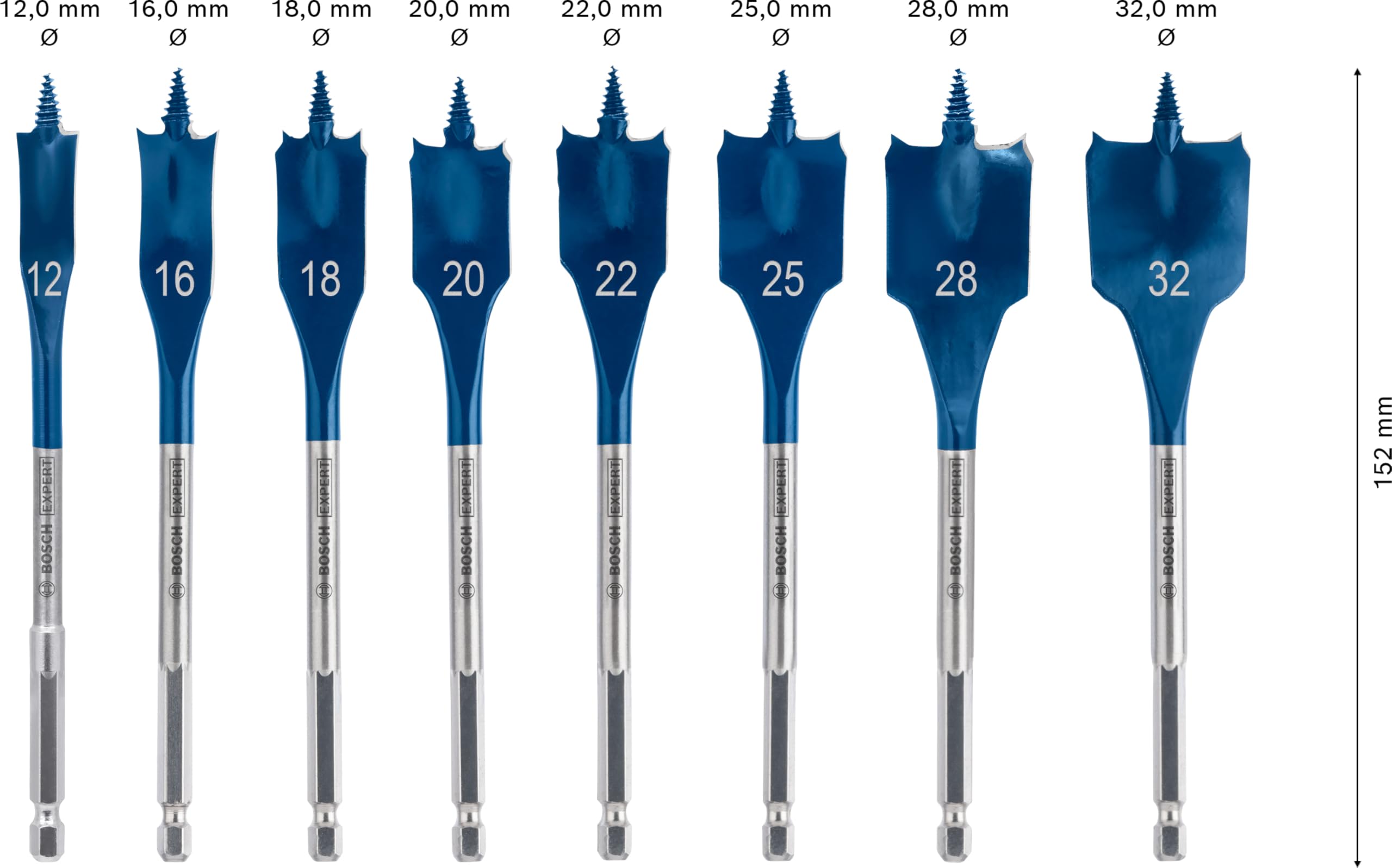 Bosch Professional 8 x Set de brocas fresadoras planas Expert SelfCut Speed, para Madera blanda, Aglomerado, 12-32 mm, Accesorios Taladro de impacto rotativo