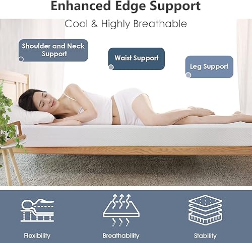 Miniatura 132 de PayLessHere - Colchón de espuma viscoelástica con gel, 6 pulgadas, tamaño queen, con certificación CertiPUR-US, sin fibra de vidrio, cama en una