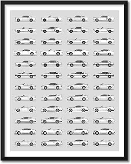 Ford Mustang Inspired Poster Print Wall Art Handmade Decor of Best of Ford Mustang Generations History Evolution 8x10" (Unframed) Metallic Print