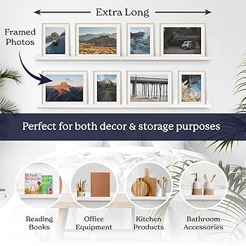 Amazon.co.jp: 壁用写真棚[ホワイト、60インチ、2個パック]狭い