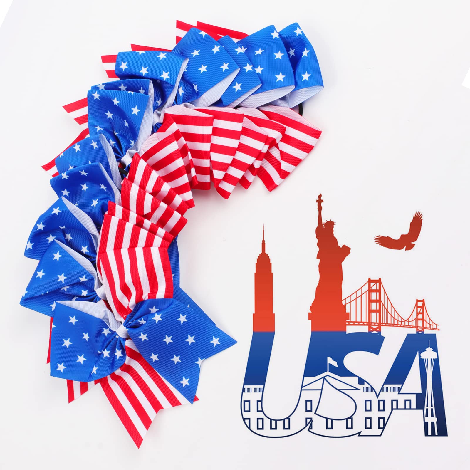 American Flag Cheer Bow