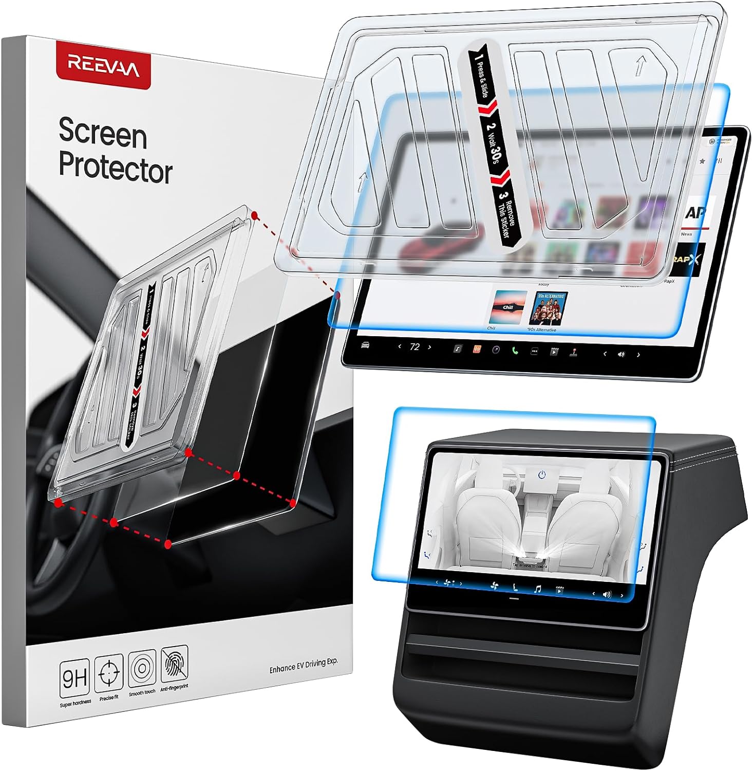 REEVAA 2026 Tesla New Model 3 Highland Screen Protector [Anti-Glare & No Fingerprint], 9H Tempered Glass Fit for 2024-2026 Model 3 Highland, with Alignment Kit Accessories, Matte