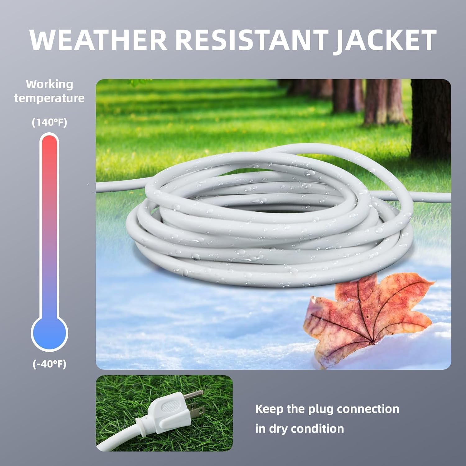 EP 25 Ft Outdoor Extension Cord - 16/3 SJTW White Electrical Cable with 3 Prong Grounded Plug