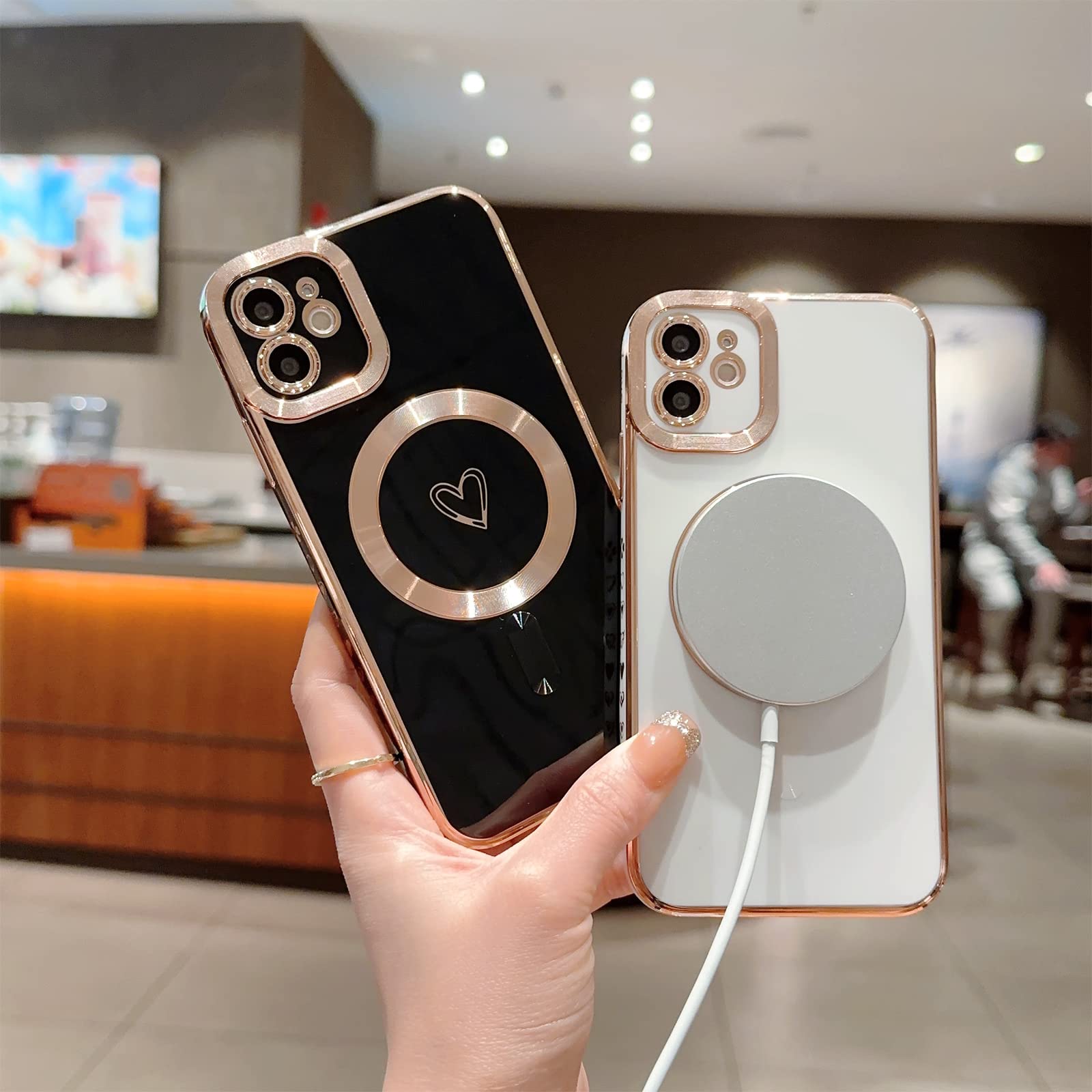 Cover Magnetica Per IPhone 11 Con Cuore – Compatibile MagSafe, Protezione Fotocamera, TPU Morbido Viola Scuro
