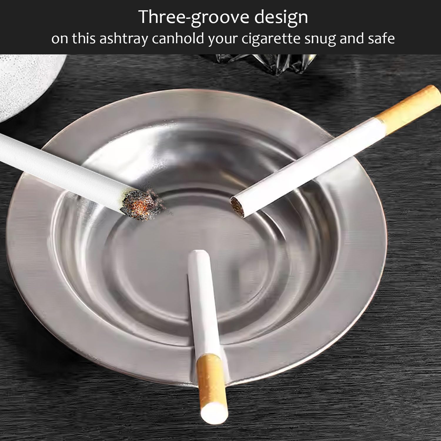 Joyfulmap - Posacenere per sigarette e sigari, confezione da 10 posacenere in acciaio inox, usa e getta, porta cenere portatile per interni/esterni, casa, ufficio, patio, ristorante, rotondo