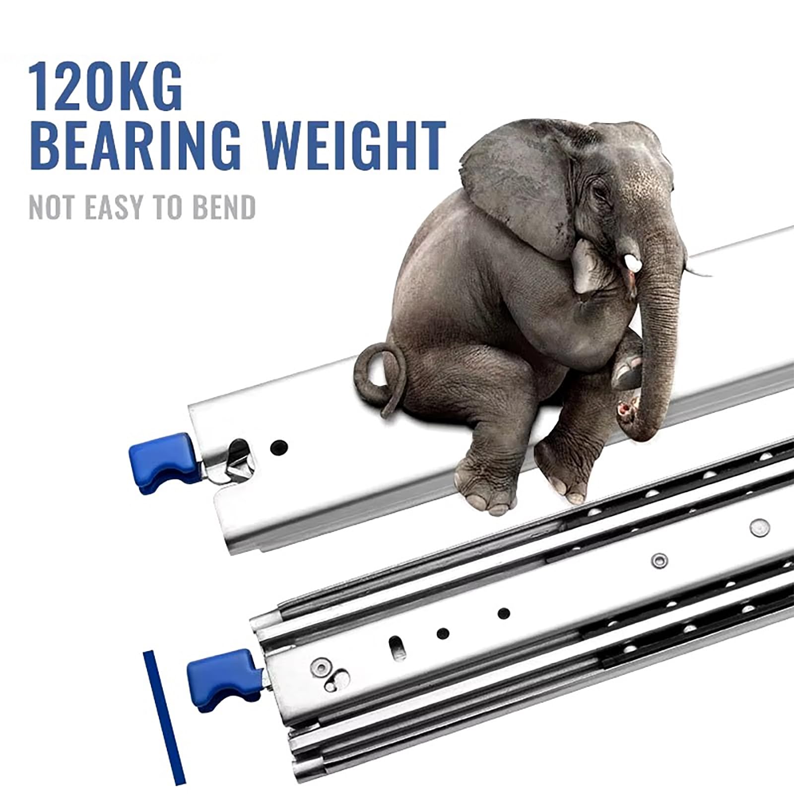 NEWFUN Guias Cajones Carriles, 400mm Guias Correderas para Cajones, Guías para Cajones Resistentes con Cerradura, Capacidad de Carga 120 KG, Rieles Cajones, 1 Par(2 Piezas)