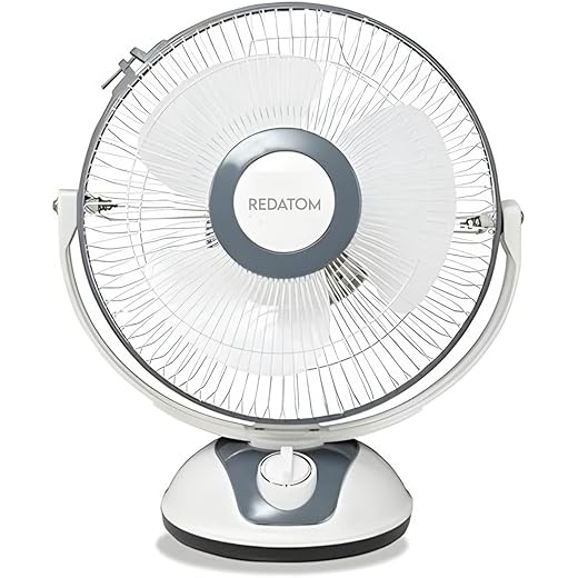 REDATOM Storm Mini Table Fan 300 mm / 12 inch Ultra High Speed | For Home & Office | Aerodynamically Balanced Low Noice 3 Blade | 3 Speed Controller | Anti-Dust Star Rated Table Fan (Grey, Pack of 1)