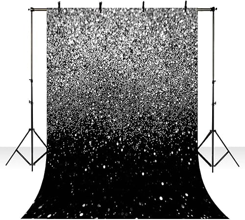 Miniatura 1 de MEHOFOND Telones de fondo de lentejuelas con purpurina plateada, fondo de fotos abstractas brillantes, para bodas, niños, recién nacidos, estudio de