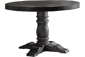 Progressive Furniture Muse Farmhouse 48'' Round Pedestal Dining Table in Weathered Pepper