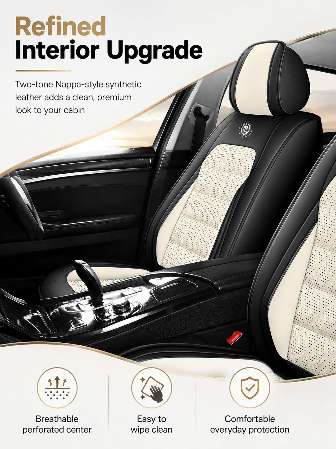 Pokrowce na siedzenia samochodowe, uniwersalne dopasowanie do Chevrolet Nubira, Orlando, Rezzo, Spark, Trax, Trans Sport, zestaw ochronny na siedzenia ze skóry nappa premium