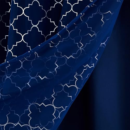 Miniatura 5 de Enactex Juego de 4 cortinas opacas de gasa con estampado metálico marroquí, cortinas opacas de gasa transparente y terciopelo para oscurecer la