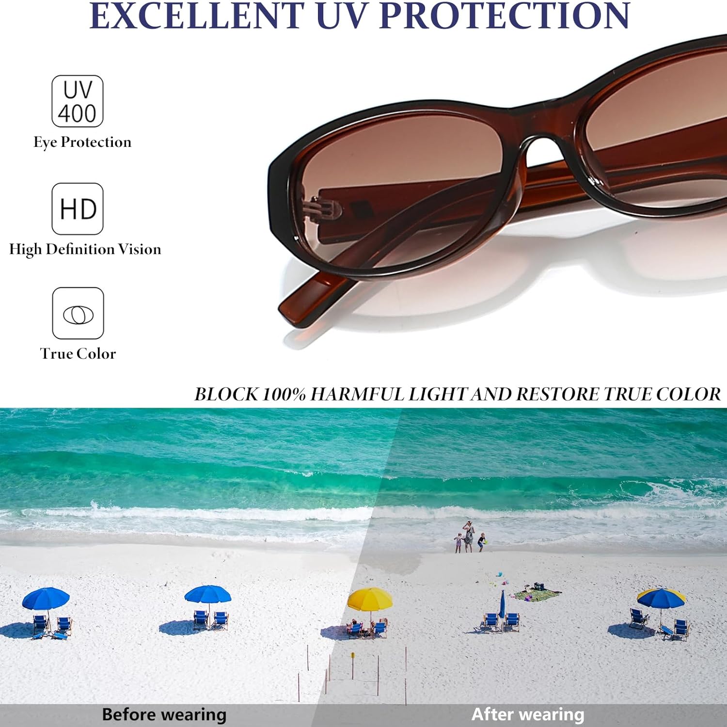 Retro Oval Sunglasses for Women Trendy Cute Womens Small Oval Sunglasses 90s Narrow Cat Eye Shades - Image 3