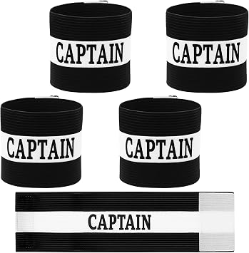 Yuanchu 4 Pcs Captain Arm Armbands for Soccer, Adjustable Black Soccer Captain Armband Football Arm Band Team Sport Armband for Adults Rugby Basketball Volleyball Team