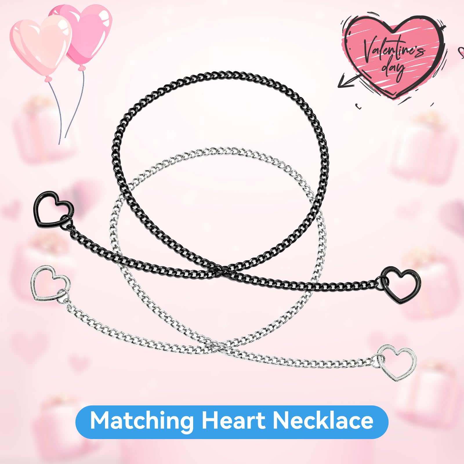 Naszyjnik damski typu choker, gotycki punk, 2 sztuki, regulowany naszyjnik Love Shackles, slip Chain Safety Pin Necklace na prezent urodzinowy dla mężczyzn i kobiet, Stal nierdzewna