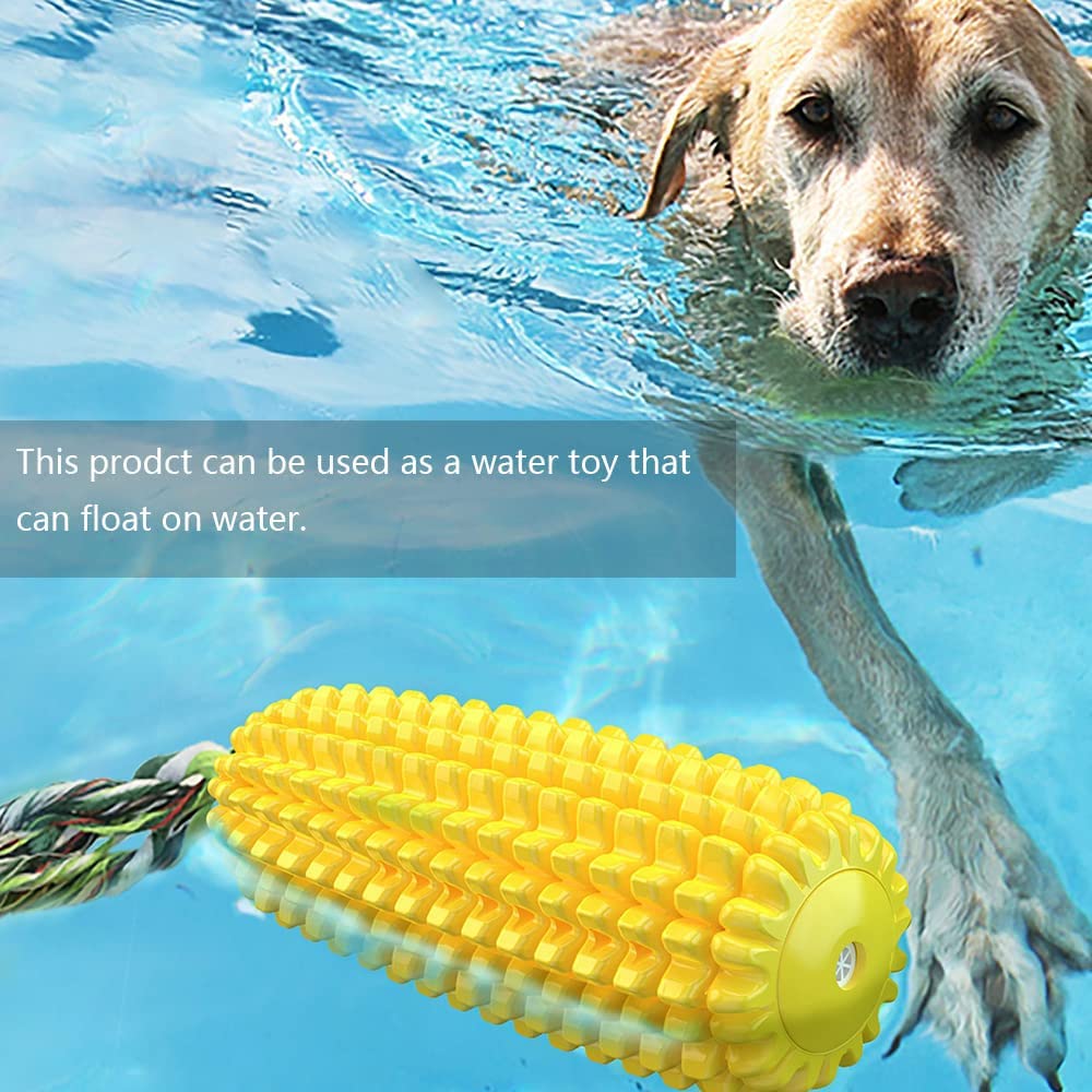 SLAUNT Corn Dog Chew Toy With Toothbrush Bristles | Squeaky Interactive Toy For Aggressive Chewers, Teeth Cleaning